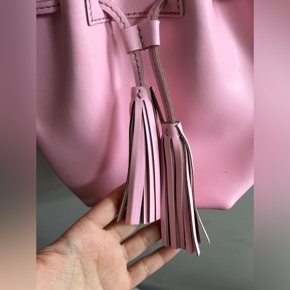 J.Crew Pink Crossbody Leather Bucket Bag - Picture 4 of 9